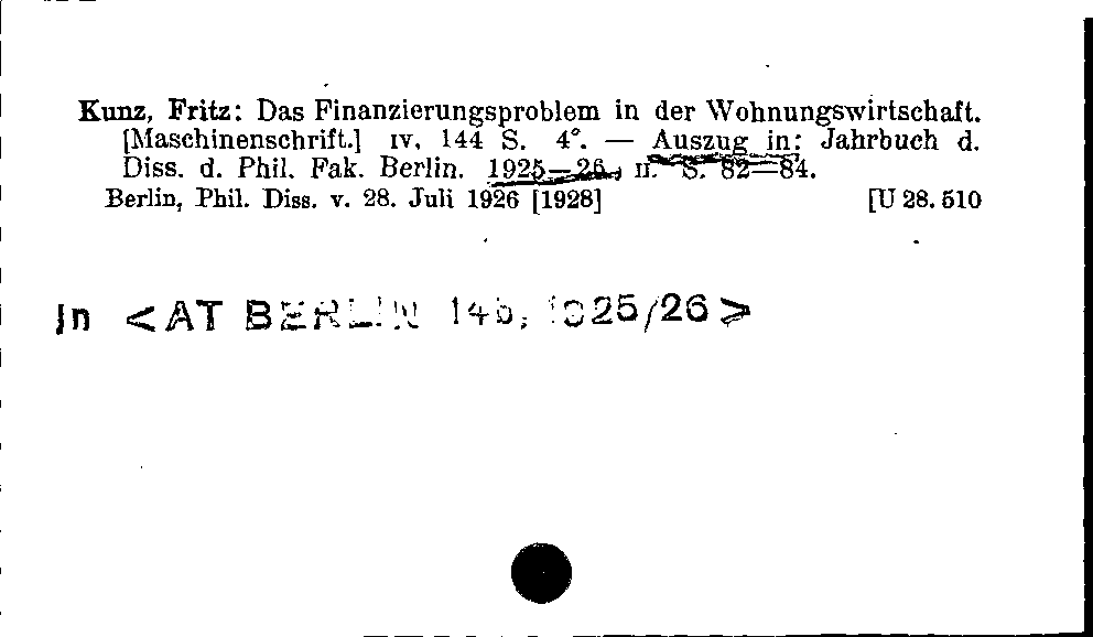 [Katalogkarte Dissertationenkatalog bis 1980]