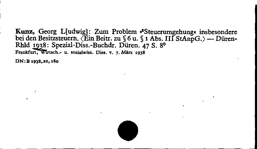 [Katalogkarte Dissertationenkatalog bis 1980]