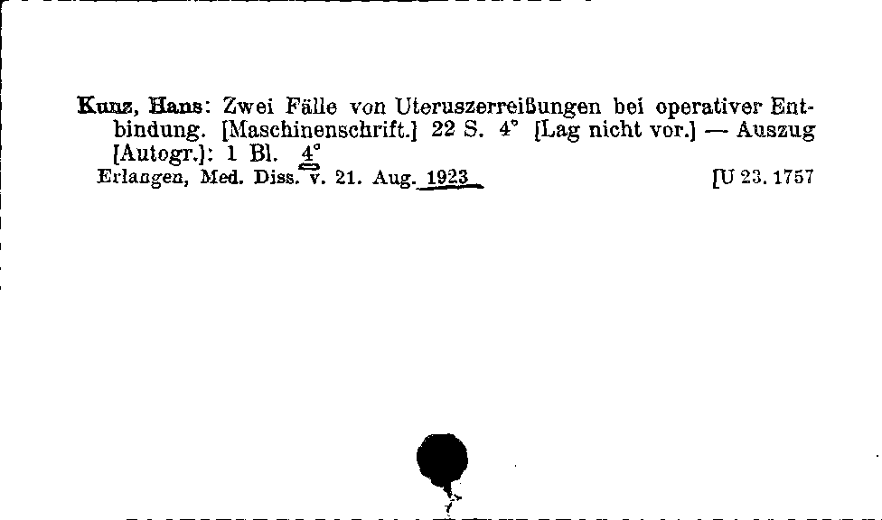 [Katalogkarte Dissertationenkatalog bis 1980]