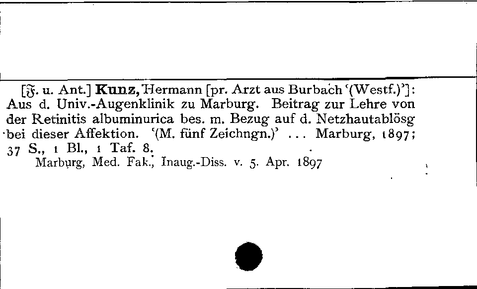 [Katalogkarte Dissertationenkatalog bis 1980]