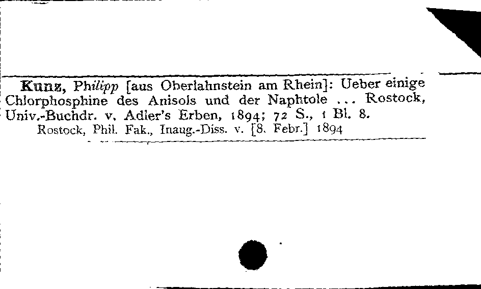 [Katalogkarte Dissertationenkatalog bis 1980]