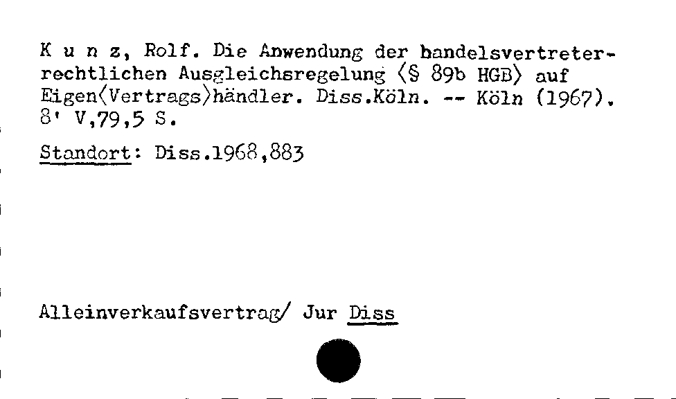 [Katalogkarte Dissertationenkatalog bis 1980]