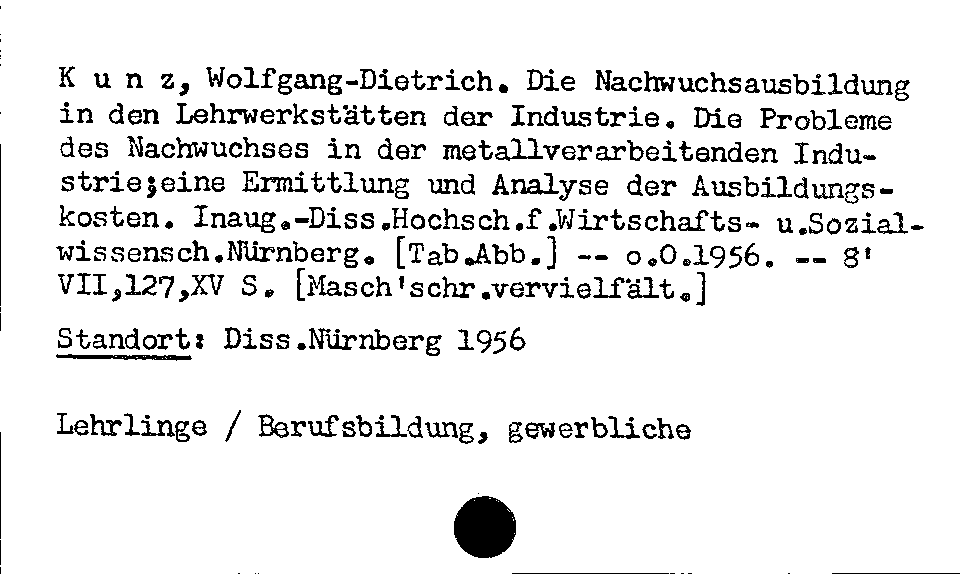 [Katalogkarte Dissertationenkatalog bis 1980]