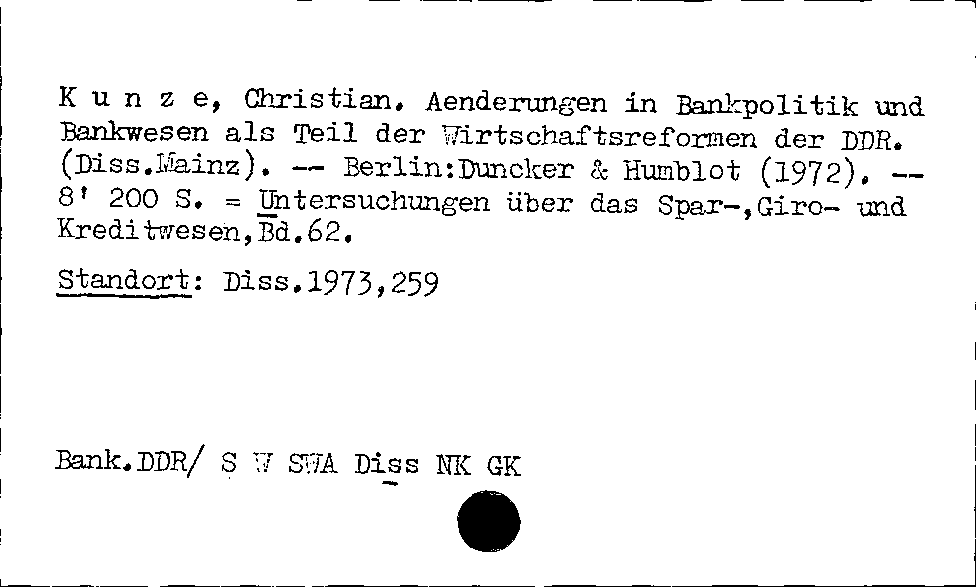 [Katalogkarte Dissertationenkatalog bis 1980]