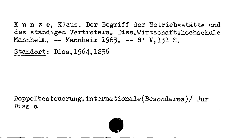 [Katalogkarte Dissertationenkatalog bis 1980]