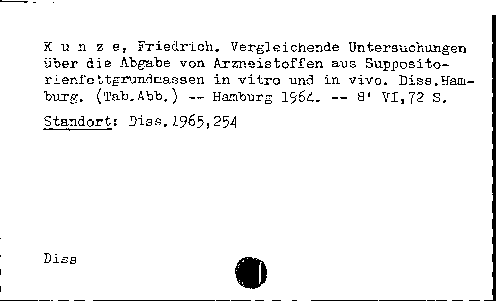 [Katalogkarte Dissertationenkatalog bis 1980]