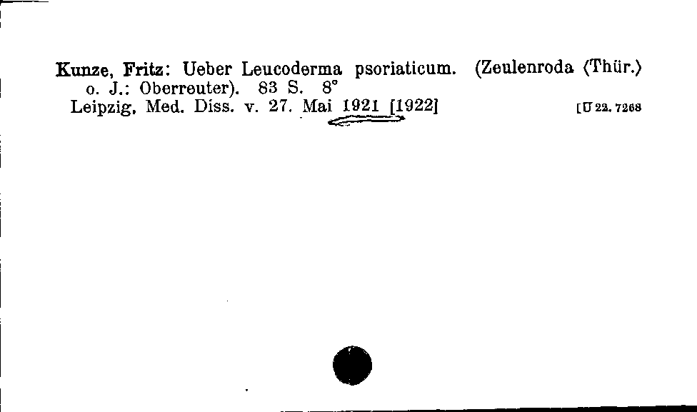 [Katalogkarte Dissertationenkatalog bis 1980]