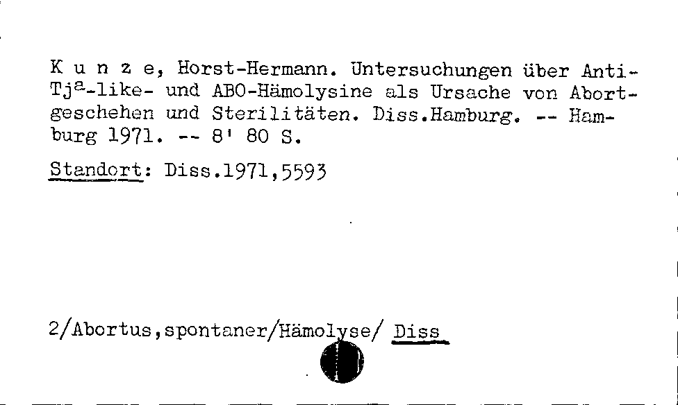 [Katalogkarte Dissertationenkatalog bis 1980]