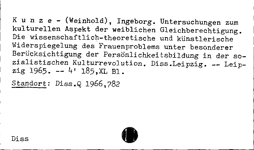 [Katalogkarte Dissertationenkatalog bis 1980]