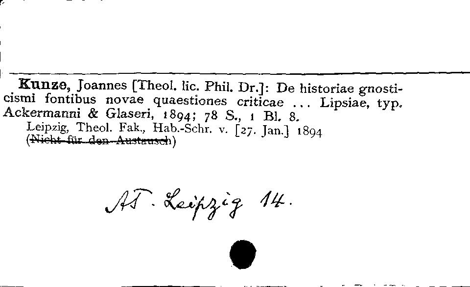 [Katalogkarte Dissertationenkatalog bis 1980]