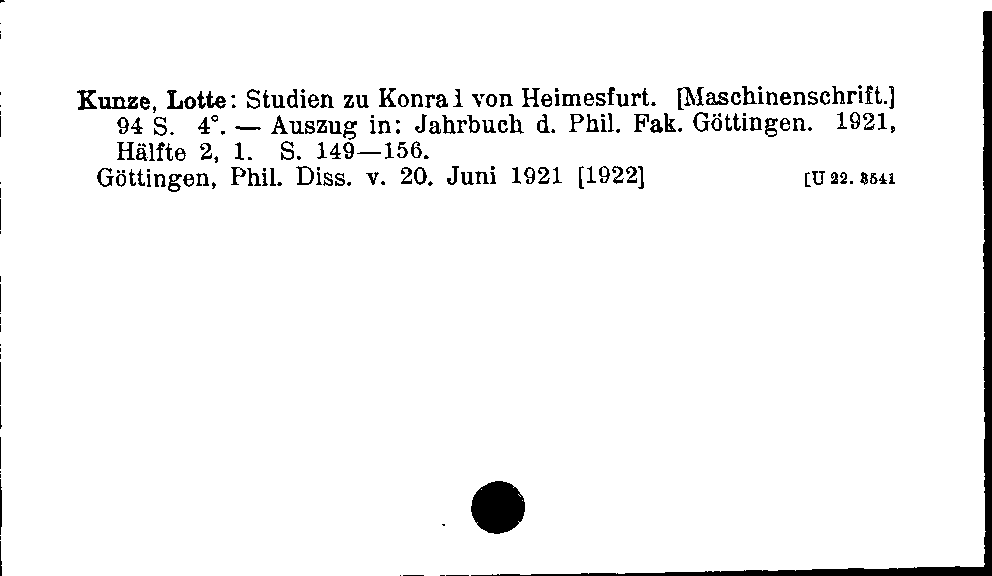 [Katalogkarte Dissertationenkatalog bis 1980]