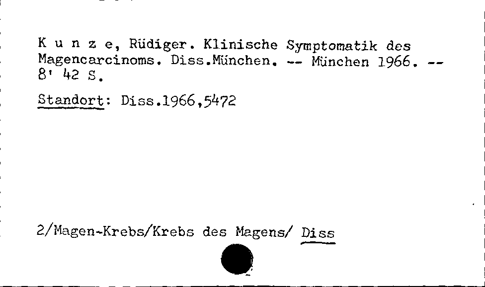 [Katalogkarte Dissertationenkatalog bis 1980]