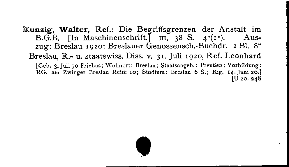 [Katalogkarte Dissertationenkatalog bis 1980]