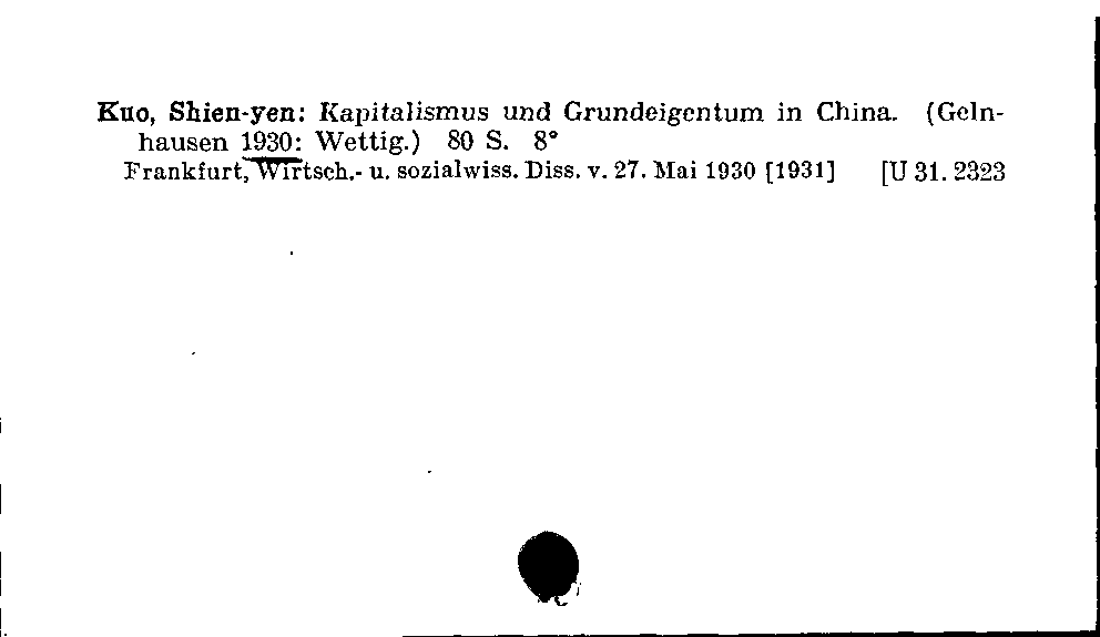 [Katalogkarte Dissertationenkatalog bis 1980]