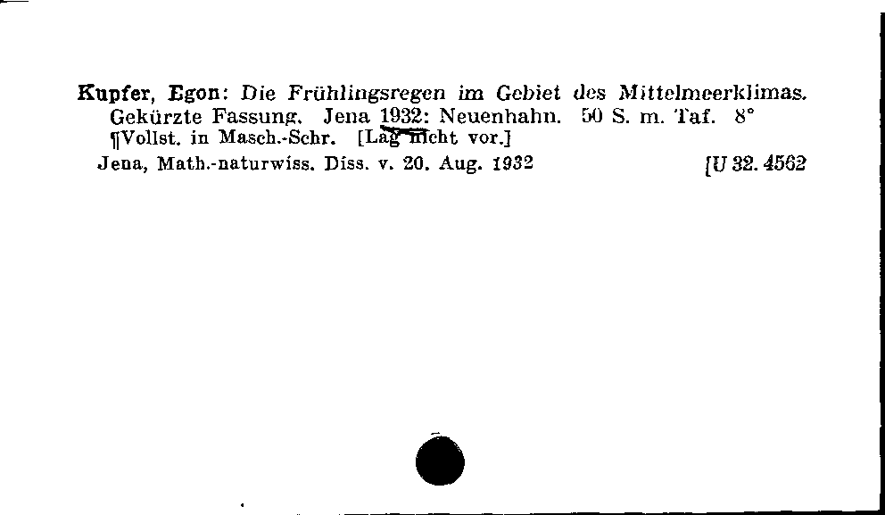 [Katalogkarte Dissertationenkatalog bis 1980]