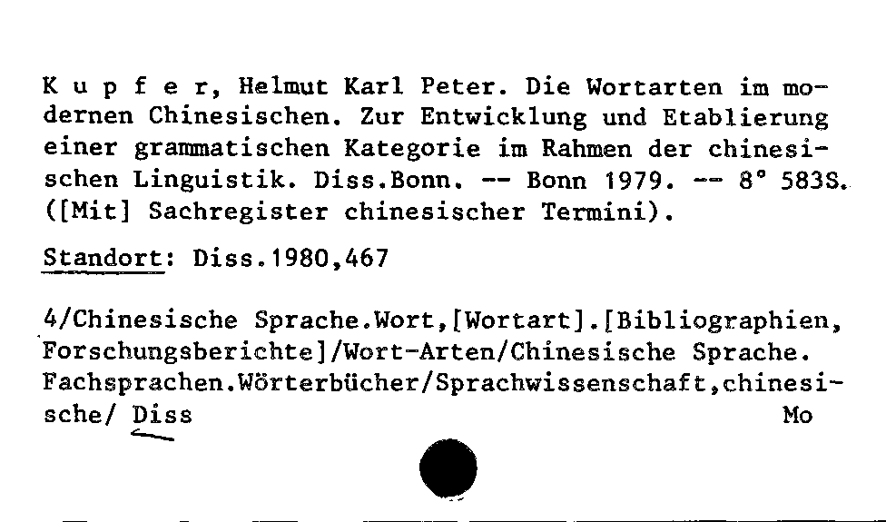 [Katalogkarte Dissertationenkatalog bis 1980]