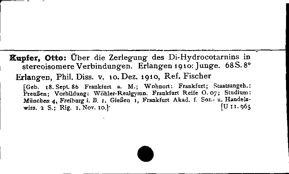 [Katalogkarte Dissertationenkatalog bis 1980]