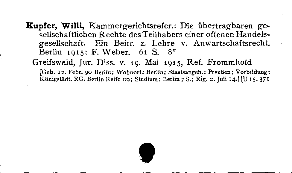 [Katalogkarte Dissertationenkatalog bis 1980]