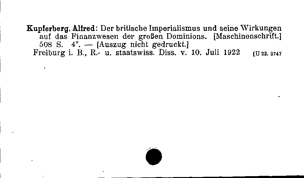 [Katalogkarte Dissertationenkatalog bis 1980]