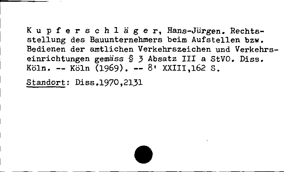 [Katalogkarte Dissertationenkatalog bis 1980]