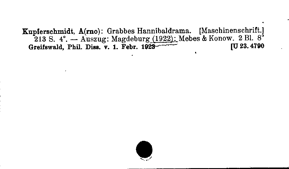 [Katalogkarte Dissertationenkatalog bis 1980]