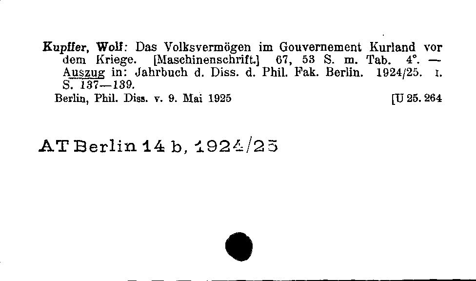 [Katalogkarte Dissertationenkatalog bis 1980]