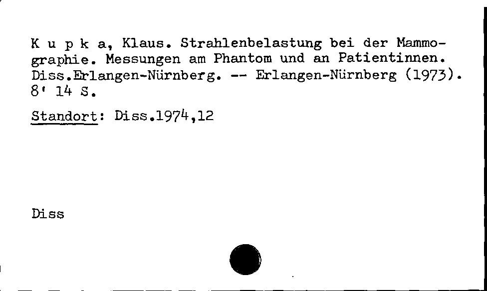 [Katalogkarte Dissertationenkatalog bis 1980]