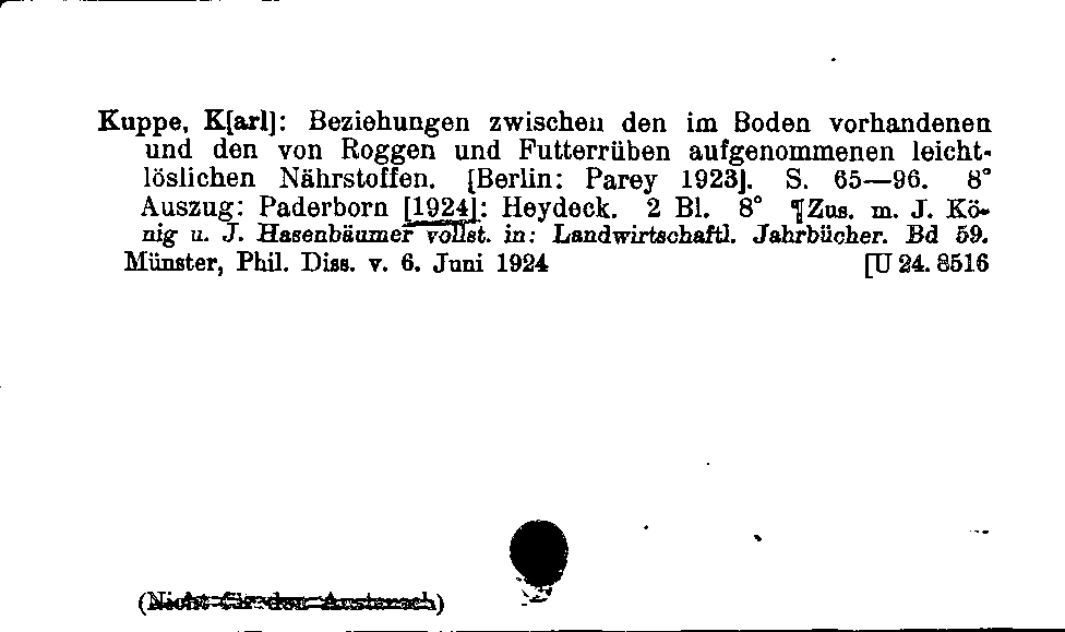 [Katalogkarte Dissertationenkatalog bis 1980]