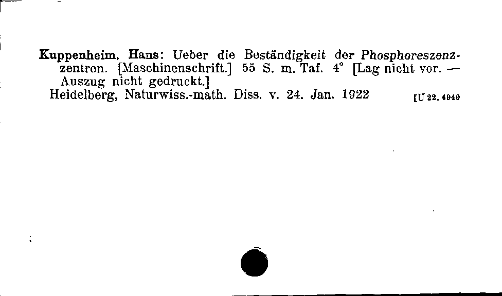 [Katalogkarte Dissertationenkatalog bis 1980]