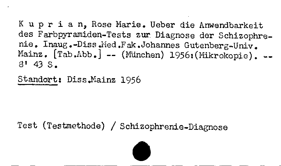 [Katalogkarte Dissertationenkatalog bis 1980]