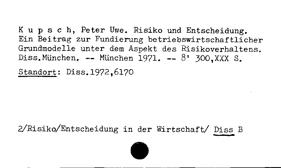 [Katalogkarte Dissertationenkatalog bis 1980]