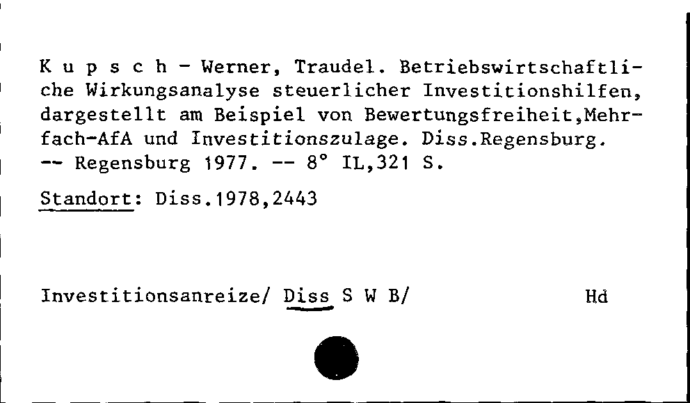 [Katalogkarte Dissertationenkatalog bis 1980]