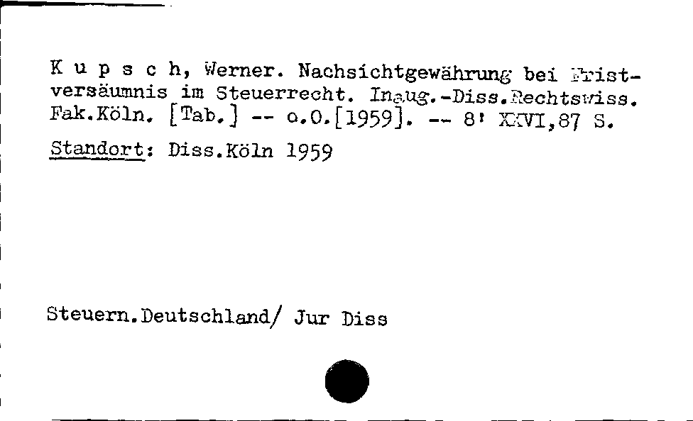 [Katalogkarte Dissertationenkatalog bis 1980]