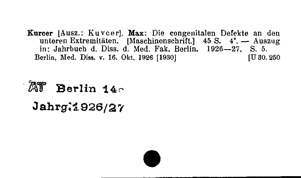 [Katalogkarte Dissertationenkatalog bis 1980]