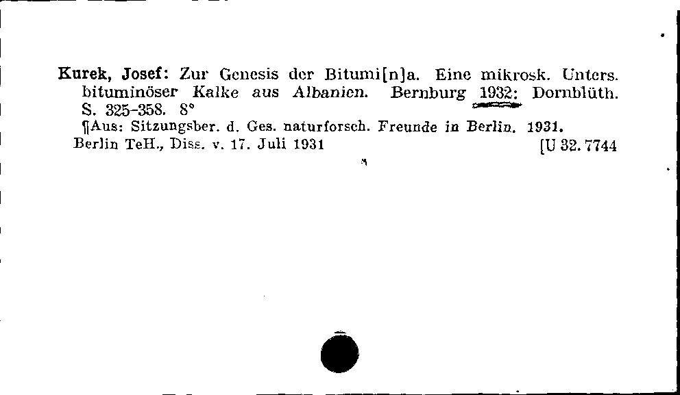 [Katalogkarte Dissertationenkatalog bis 1980]