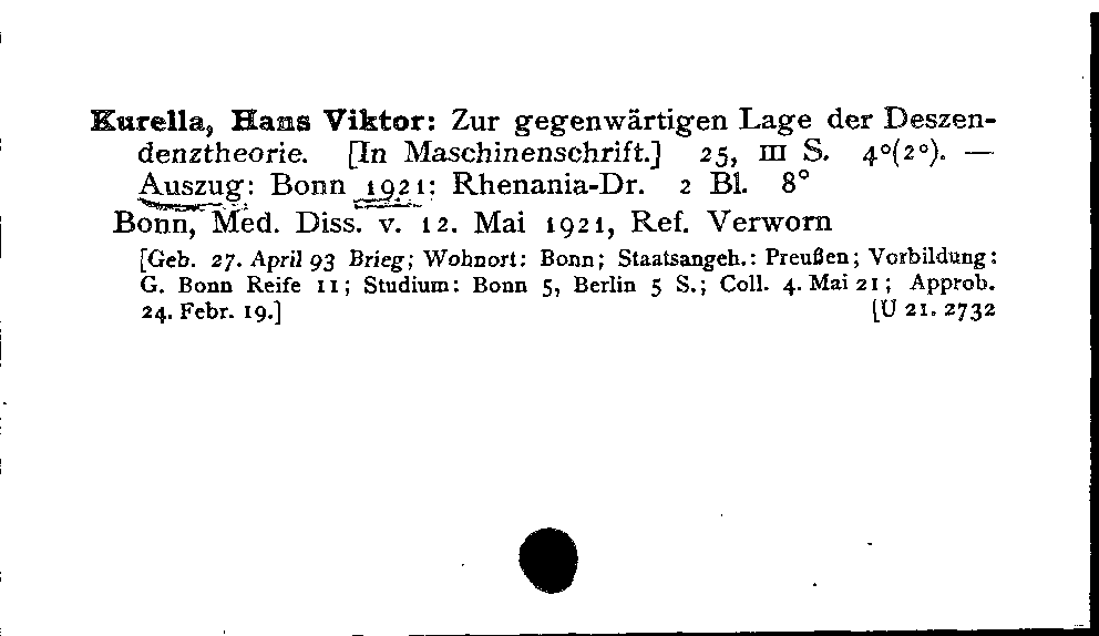 [Katalogkarte Dissertationenkatalog bis 1980]