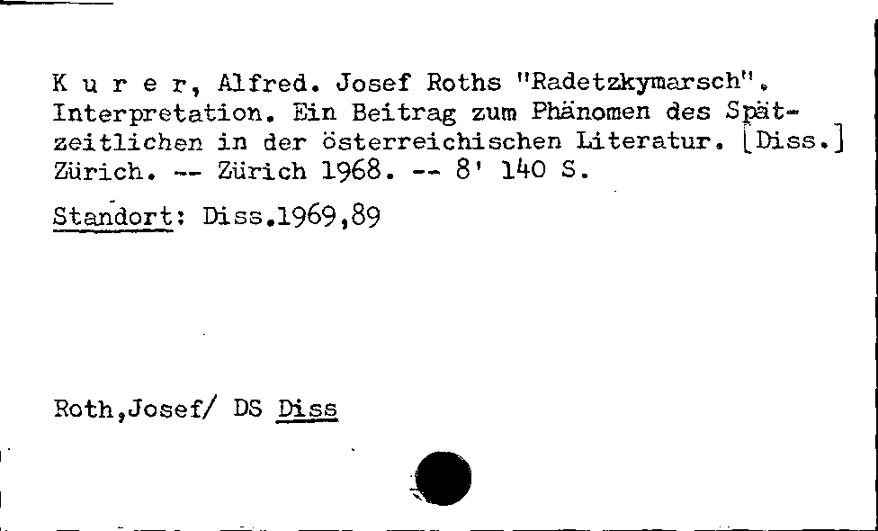 [Katalogkarte Dissertationenkatalog bis 1980]