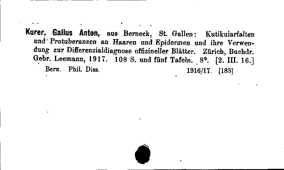 [Katalogkarte Dissertationenkatalog bis 1980]