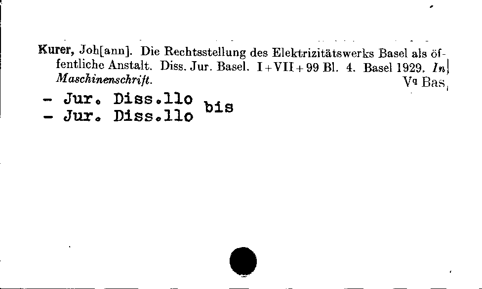 [Katalogkarte Dissertationenkatalog bis 1980]