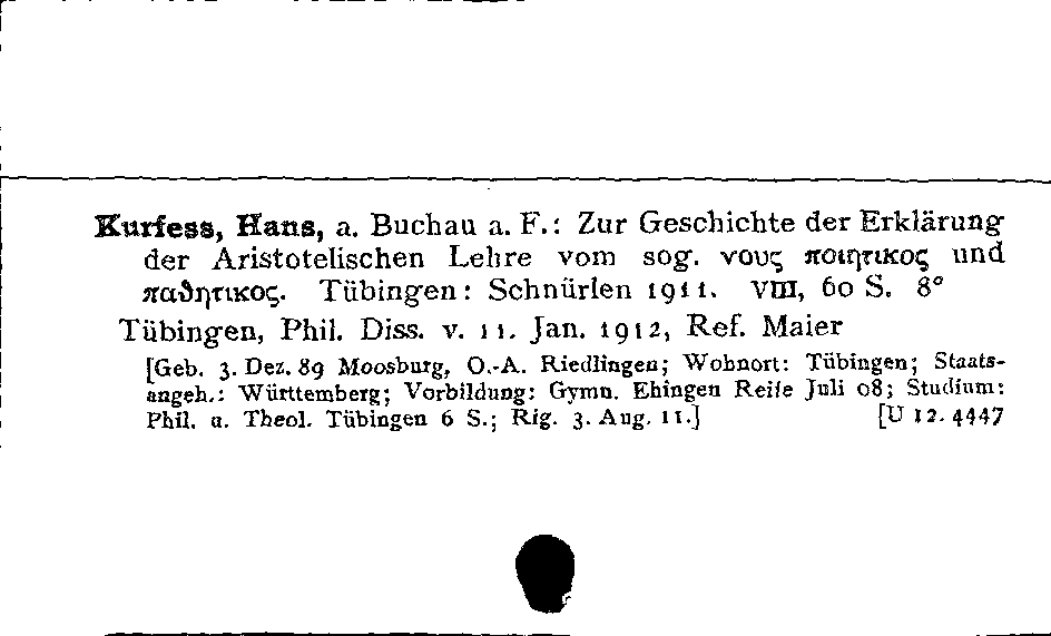 [Katalogkarte Dissertationenkatalog bis 1980]