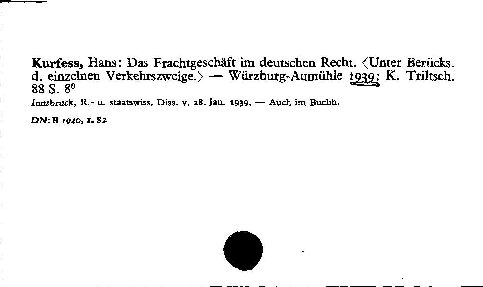 [Katalogkarte Dissertationenkatalog bis 1980]