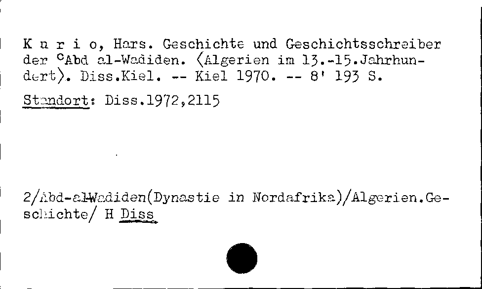 [Katalogkarte Dissertationenkatalog bis 1980]