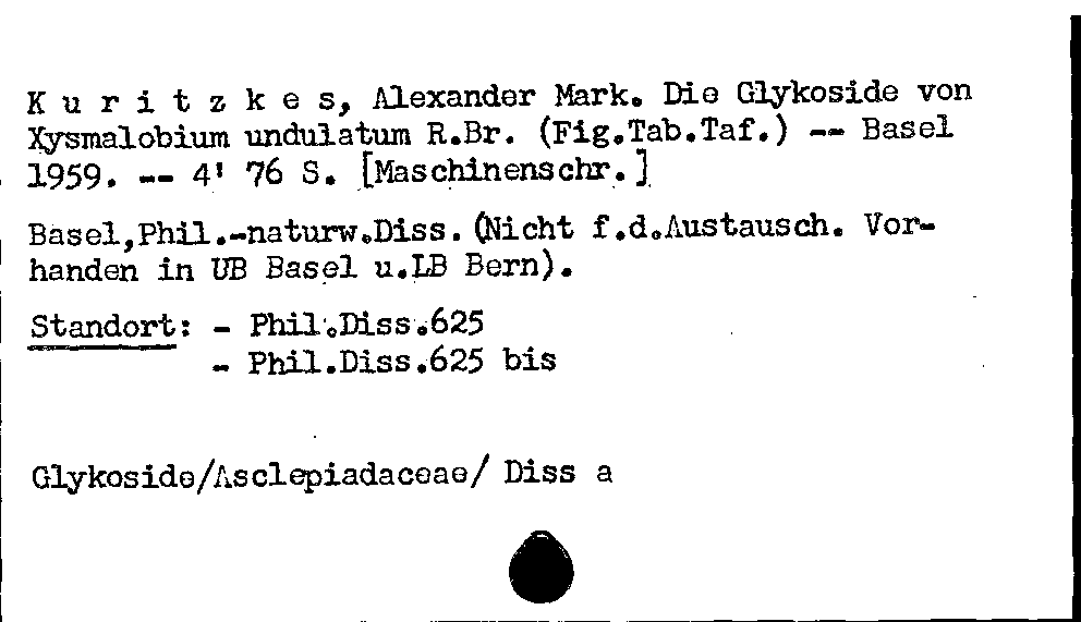 [Katalogkarte Dissertationenkatalog bis 1980]