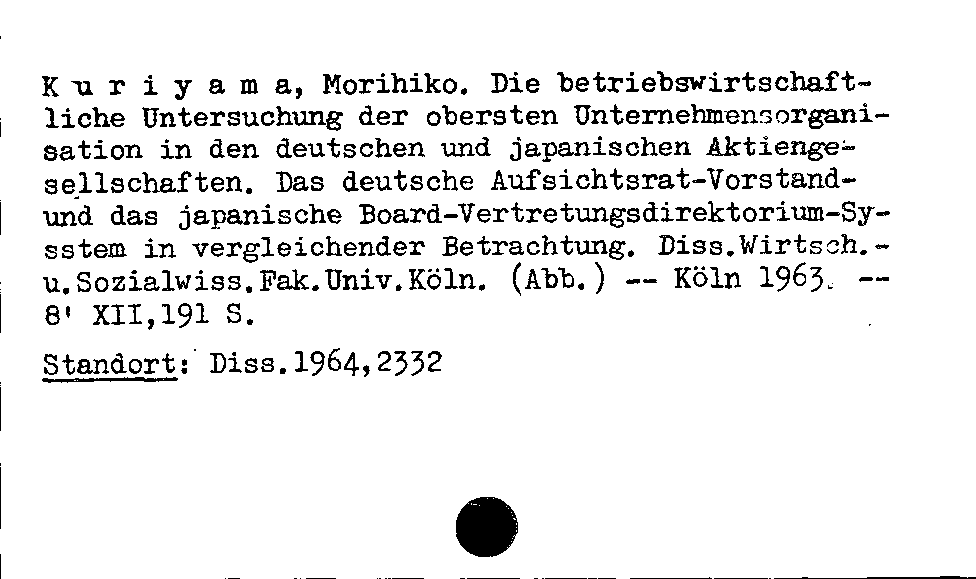 [Katalogkarte Dissertationenkatalog bis 1980]