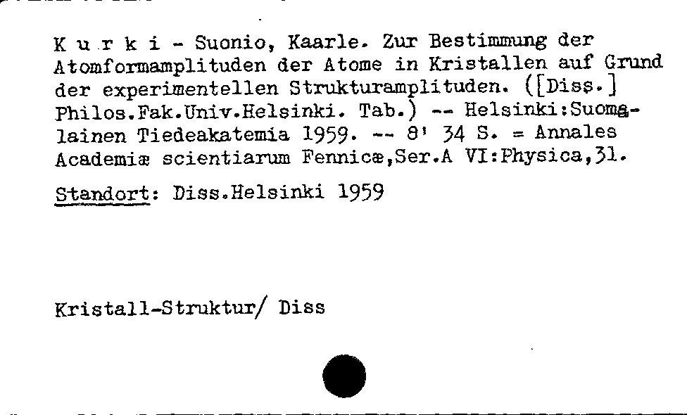 [Katalogkarte Dissertationenkatalog bis 1980]