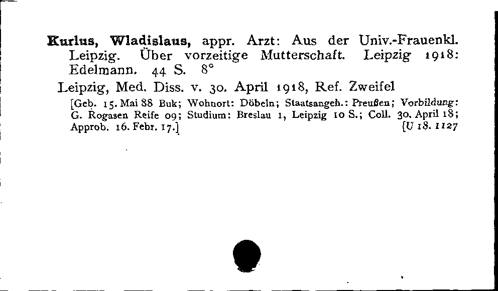 [Katalogkarte Dissertationenkatalog bis 1980]