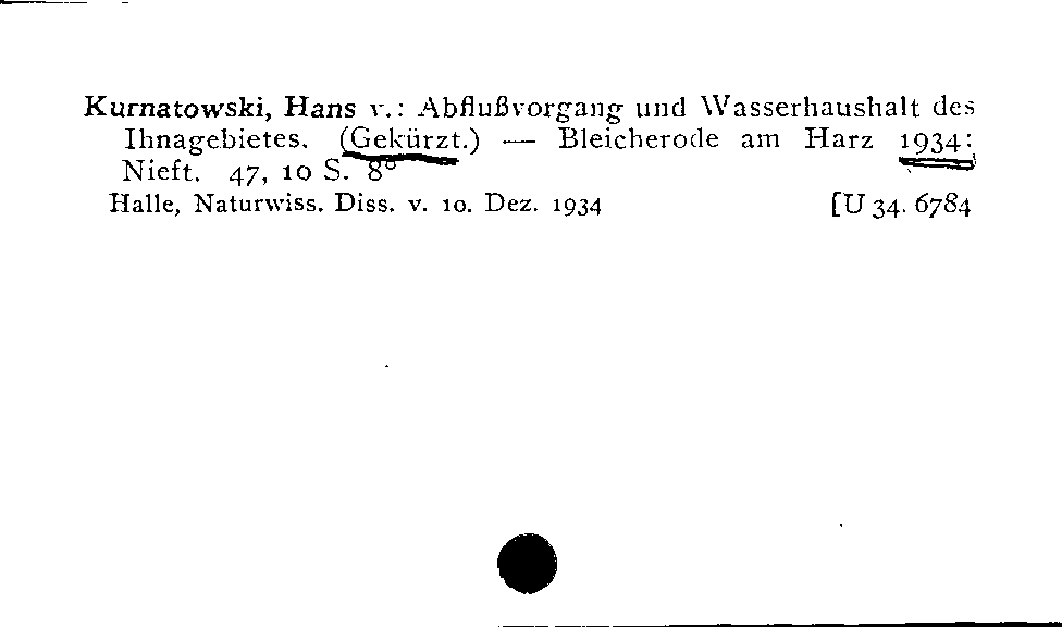 [Katalogkarte Dissertationenkatalog bis 1980]