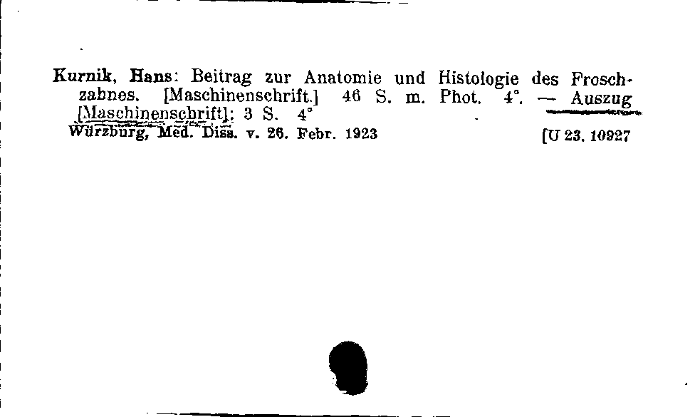 [Katalogkarte Dissertationenkatalog bis 1980]