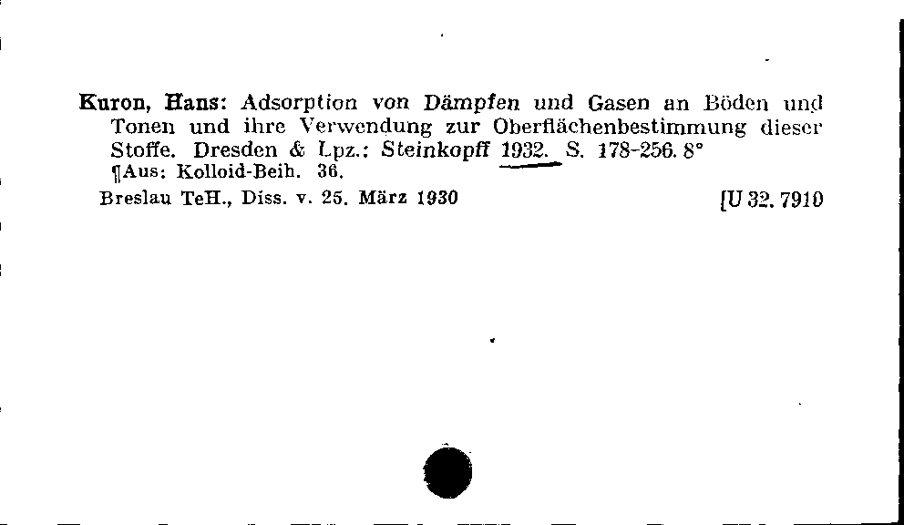 [Katalogkarte Dissertationenkatalog bis 1980]