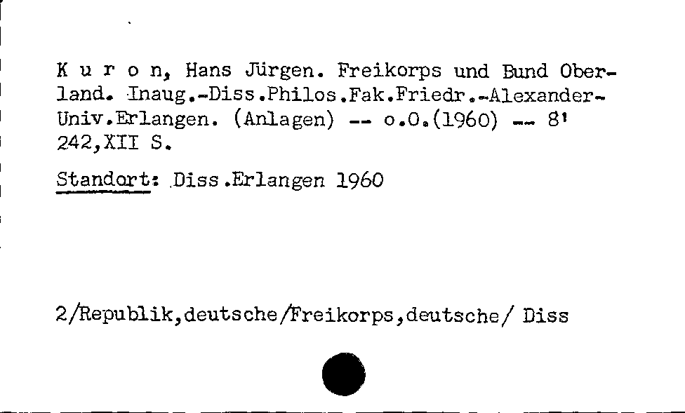 [Katalogkarte Dissertationenkatalog bis 1980]